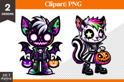 Creepy Cute Halloween clipart, Halloween Bat Squirrel PNG Product Image 1
