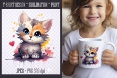 Watercolor Cute Kitten Sublimation|PNG|JPEG Product Image 1