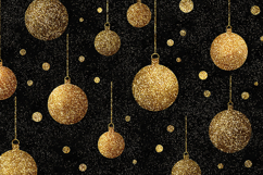 "Gold Glitter Ornaments Seamless Pattern - Black Background" Product Image 1