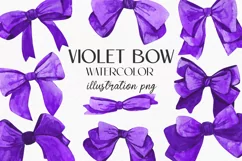Watercolor clipart violet bows. Clipart- PNG hand drawing Product Image 1