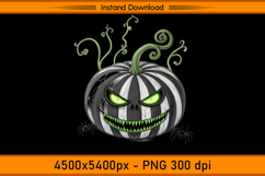 Evil Striped Pumpkin Face Halloween Sublimation PNG Product Image 1