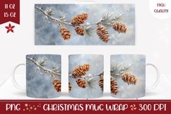 Watercolor Christmas Mug Wrap, Winter Pine Cones Mug PNG Product Image 1