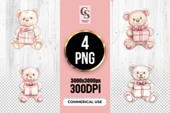 Teddy Bear With Gift Box Clipart Sublimation PNG Product Image 1