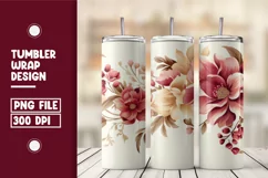 Beautiful pink Flowers clipart tumbler warp design Product Image 1
