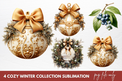 Cozy Winter Sublimation Clipart, watercolor cozy winter Product Image 1