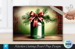 Plaid Adorned Milk Can with Pine Cutting Board PNG Design Product Image 1