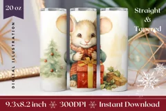Christmas Tumbler Design, Watercolor Winter Mouse Tumbler Product Image 1