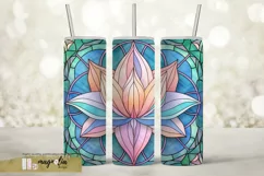 STAINED GLASS LOTUS flower sublimation tumbler wrap png Product Image 2