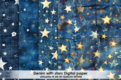 Denim with stars digital paper, background clipart Product Image 1