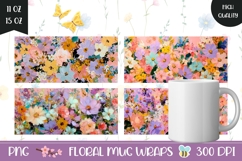 Art Flowers Mug Wrap Designs, Wildflowers Mug Template Product Image 1