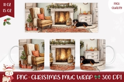 Christmas Dog Mug, Christmas Fireplace Mug Wrap Design Product Image 1