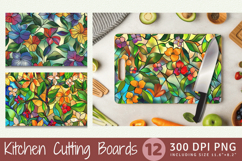Spring Stained Glass Floral Cutting Boards sublimation Desig Product Image 1