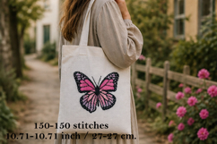 Cross stitch butterfly pattern, pink aesthetic embroidery Product Image 1
