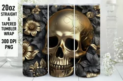 3D Skull Flowers Sublimation Tumbler Wrap | 3D Tumbler wrap Product Image 1