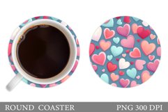 Hearts Round Coaster Design. Hearts Coaster Sublimation Product Image 1