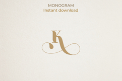 K Monogram Logo, Elegant Initial Monogram Product Image 1