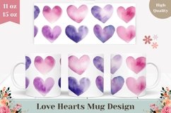 Love Mug Wrap Design, Purple Love Hearts Mug Sublimation Product Image 1