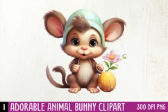 Adorable Animal Bunny Clipart, Watercolor Clipart Product Image 1