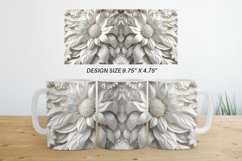 3D White Flowers Mug Wrap | Sublimation Coffee Cup Product Image 3