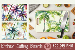 Watercolor Summer Palm Beach Cutting Boards sublimation Desi Product Image 1