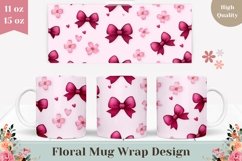 Cartoon Bows Mug Wrap Design, Sakura Mug Template Product Image 1