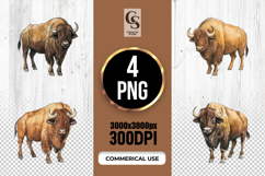 American Bison Watercolor Clipart Sublimation PNG Product Image 1