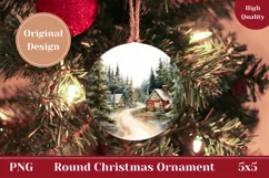 Watercolor Christmas Ornament PNG, Christmas Product Tag Product Image 1