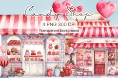 Sweet Valentine's Watercolor Candy Store Clipart Product Image 1