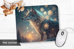 Enchanted Wolf Snowflake Mouse Pad PNG Design Product Image 1