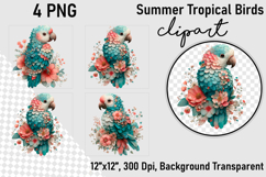 Summer Tropical Birds Clipart, Tropical Birds png Product Image 1