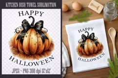 Happy Halloween Pumpkin| Kitchen Towel Sublimation PNG/JPEG Product Image 1