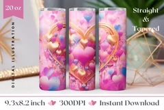 Pastel Love Tumbler Design, Valentine's Day Sublimation PNG Product Image 1