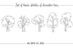 Set of linear sketches of decorative trees. Product Image 1