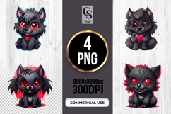 Cute Dark Wolf Holding Heart Clipart PNG Product Image 1