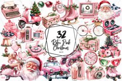 Retro Pink Christmas Clipart Product Image 1