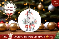 Watercolor Christmas Horse Ornament, Christmas Ornament PNG Product Image 1