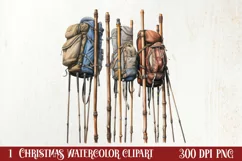 Winter Hiking Clipart Sublimation, Christmas PNG Product Image 1