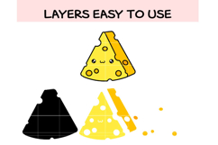 Kawaii Cheese Slice SVG Bundle | Cute Cartoon Cheese Clipart Product Image 2