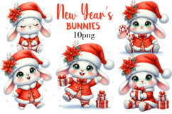 New Year&#039;s Bunnies Clipart Set Product Image 1