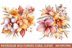 Watercolor Wild Flowers Floral Clipart, Watercolor Clipart Product Image 1