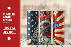 Patriotic Rooster 20 oz Tumbler Wrap - 4th of July Tumbler Product Image 1