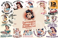 Sarcastic Pinup Girl PNG Bundle 13 Retro Product Image 1