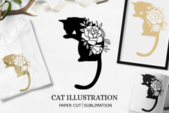 Paper cut cat with flowers / Cat Paper cut with flowers Product Image 1