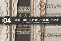 Boho Linen Embroidery Digital Paper Product Image 1