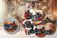 Motorcycle &amp; flowers | Bike Car coaster &amp; key chain designs Product Image 1