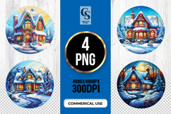 Winter Snowy House Clipart Sublimation PNG Product Image 1