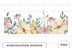 Watercolor Flowers Seamless Border png Product Image 1