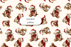 Cute Christmas Teddy Bear Seamless Pattern Holiday Design Product Image 1