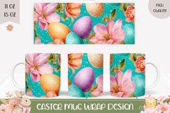 Glitter Easter Eggs Mug Design, Easter Mug Template Product Image 1