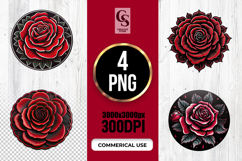 Gothic Red Rose Floral Clipart Sublimation PNG Product Image 1